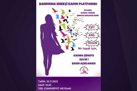 Bandırma Emekçi Kadın Platformu 25 Kasım eylemi
