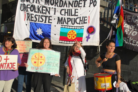 Mapucheler kadın liderlerinin özgürlüğü için gösteri yaptı