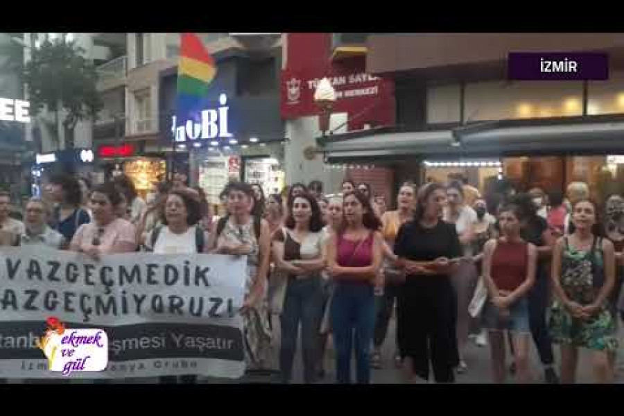 İzmir'de kadınlar Danıştay'ın İstanbul Sözleşmesi'nin feshini onaylamasına karşı sokağa çıktı!