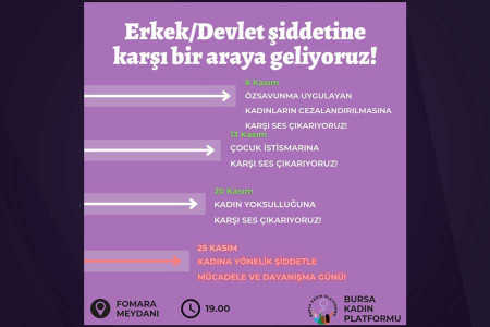 Bursa Kadın Platformu 25 Kasım eylem takvimi