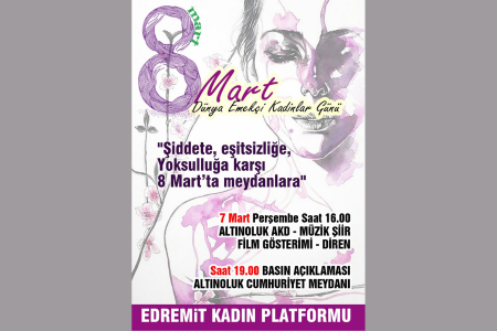 Edremit Kadın Platformundan 8 Mart etkinlikleri