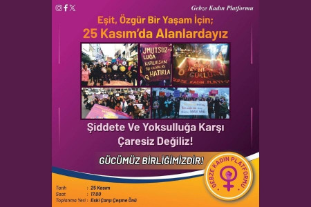 Gebze Kadın Platformu 25 Kasım'da kadınları sokağa çağırıyor