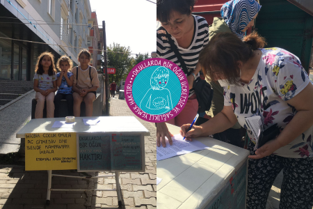 Esenyalı'da kadınlar imza topluyor: 'Okullarda ücretsiz yemek olursa hiçbir çocuk aç kalmaz'