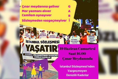 Denizlili kadınlar ‘İstanbul Sözleşmesi’nden Vazgeçmiyoruz’ diyor.