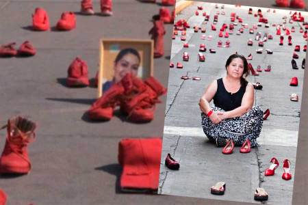Meksika’da kadın cinayetlerine ‘kırmızı ayakkabılarla’ dikkat çektiler