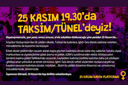 İstanbul | Bu şiddet düzenine itirazımız var! 25 Kasım'da Taksim Tünel'deyiz
