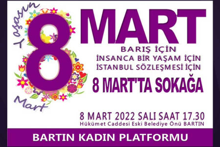 Bartın Kadın Platformu 8 Mart eylemi