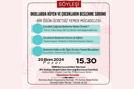 İzmir'de kadınlar okullarda hijyen ve beslenme sorunu söyleşisinde buluşacak